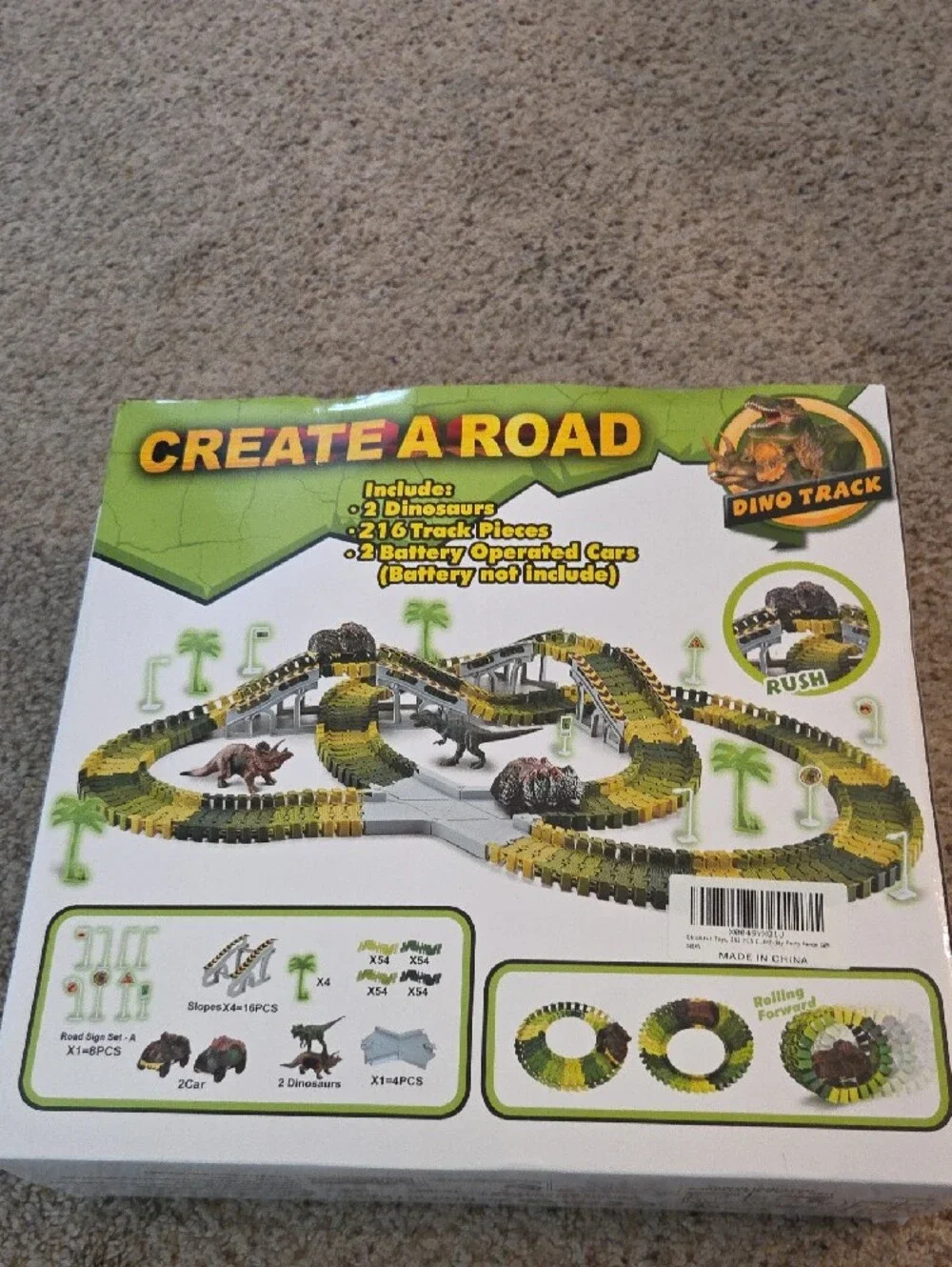 Dino Track - Yellow & Green Kids Toy Race Set